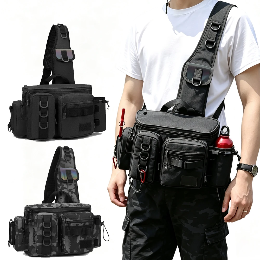 Crossbody-Angelzubehör-Aufbewahrungstasche, Hüft-Rucksack mit verstellbaren, breiten Schultergurten, große Kapazität, leicht – Detail 2