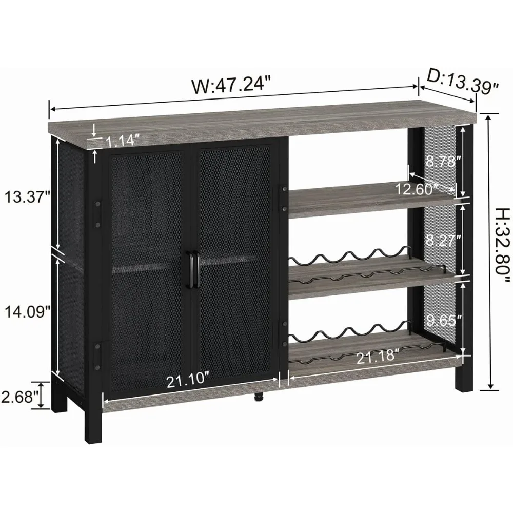 Gabinete de Bar Industrial para el hogar con estante de vino, barra rústica de licor para el hogar, gabinete de barra de café con almacenamiento