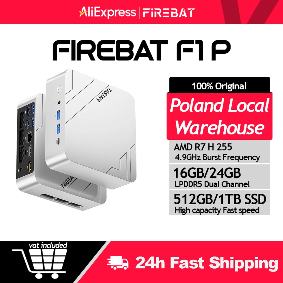 Firebat Mini PC F1 P AMD Ryzen 7 H 255 DDR5 16GB 24GB 512GB 1TB