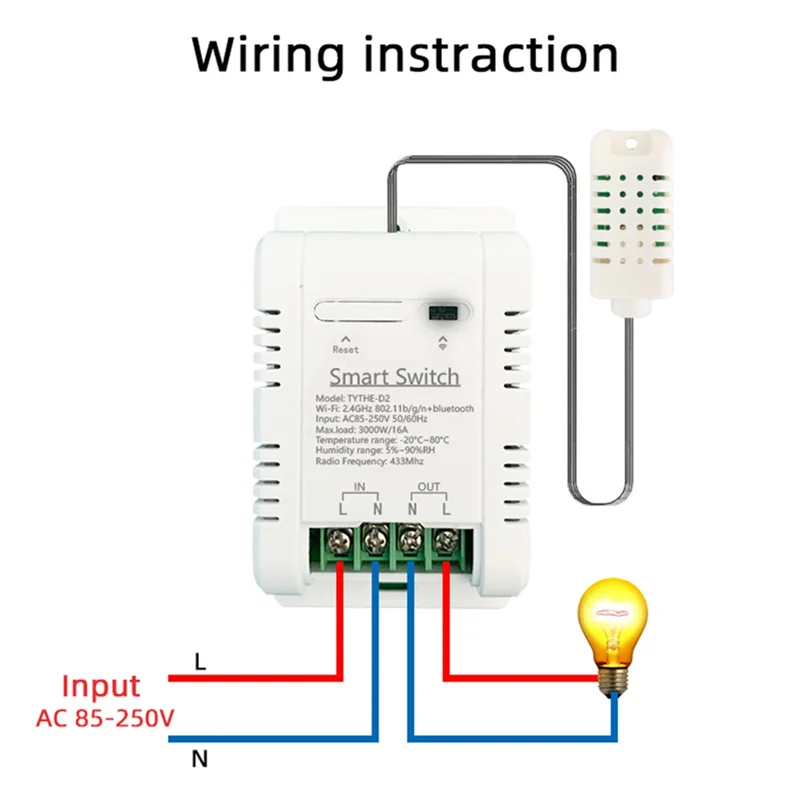 A29F-White Smart Switch Tuya Wireless Control With Power Consumption Monitoring Temperature And Humidity Thermostat For Alexa