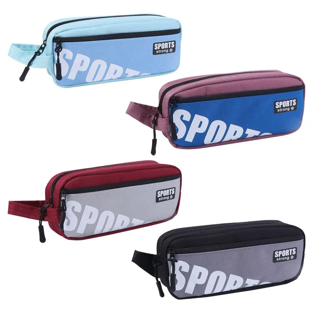 Fashion Canvas Stationery Bag Students Large Capacity Pen Pouch School Supplies Letter Pencil Case Student Writing view 3