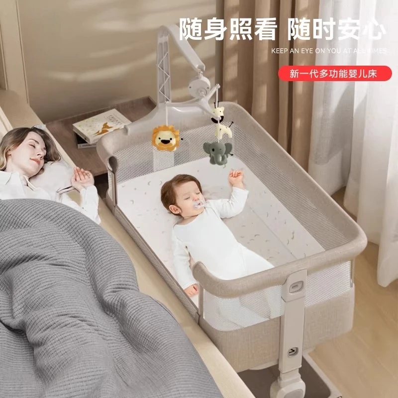 Crib, Baby Bed, Movable Splicing Queen Bed, Multi-functional Newborn Full Moon Gift