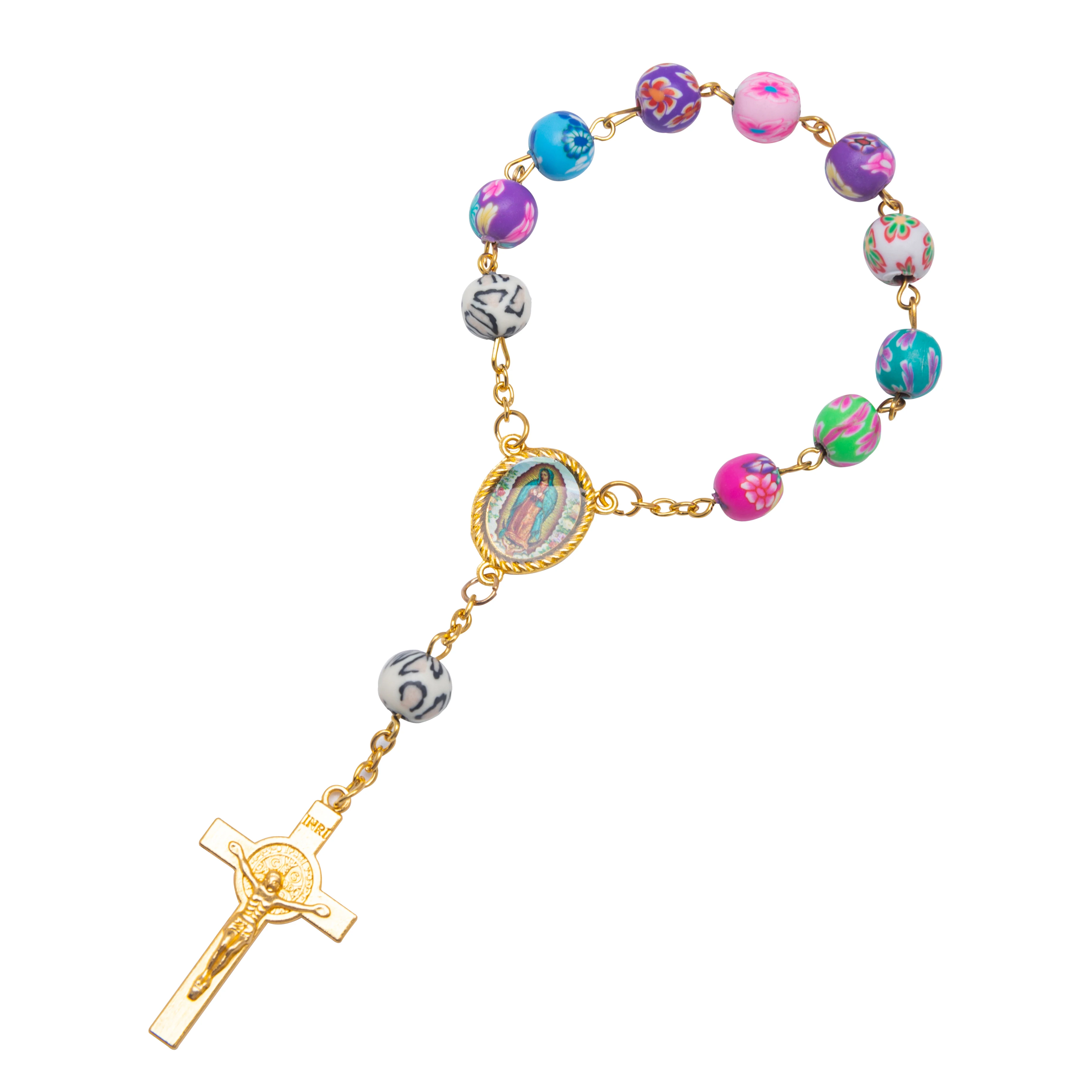 CR031 10 pezzi di alta qualità in argilla polimerica perline colorate bracciale rosario cattolico bracciale donna religioso gesù crocifisso