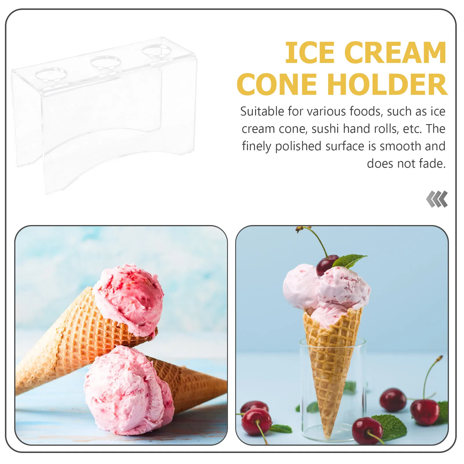 

Acrylic Cone Rack Ice Cream Display Stand Holder Restaurant Waffle Case Bracket Storage Prop Cake RollBracket Summer Party