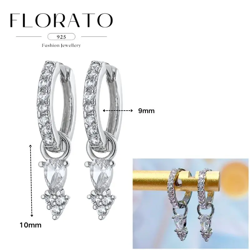 FLORATO 925 Sterling Silber Ohrringe mit Kettenquasten-Anhänger, Zirkon-Silberohrringe für Damen, Trendiger Luxus-Hochzeitsschmuck