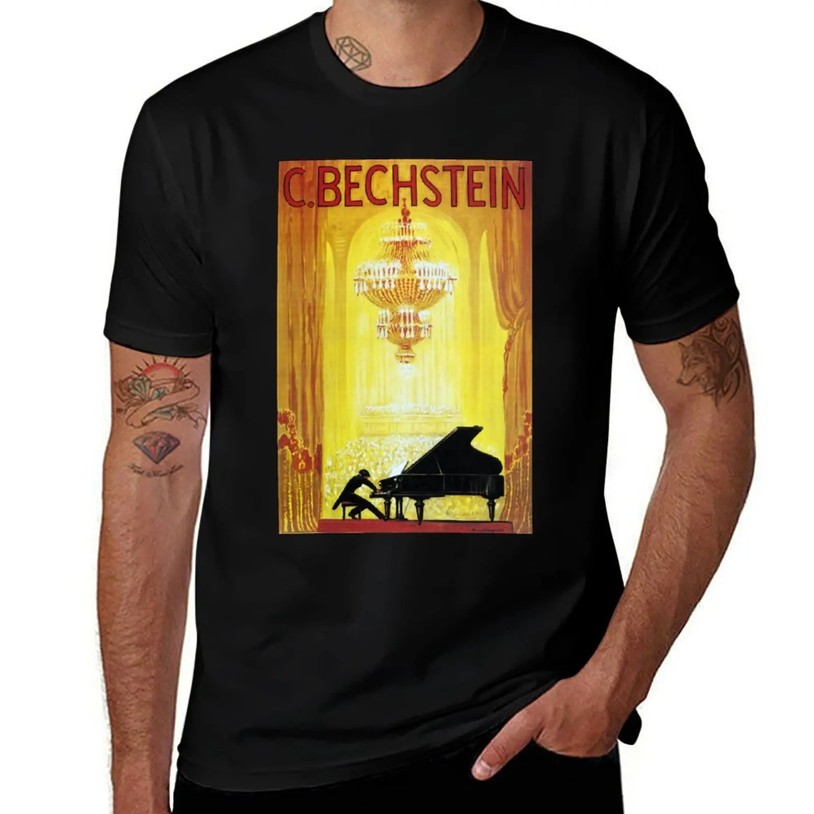 Pack Baumwolle C. T-Shirt Bechstein Vintage Baumwolle Herrenhemden T-Shirts Klavier Deutscher Mann Werbung