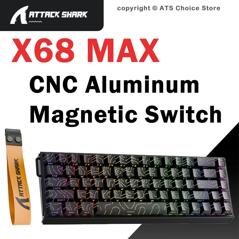

Игровая клавиатура ATTACK SHARK X68MAX HE с проводным подключением, магнитными переключателями на эффекте Холла, 68 клавиш, алюминий CNC, 8000 Гц, быстрый отклик, RGB, низкая задержка