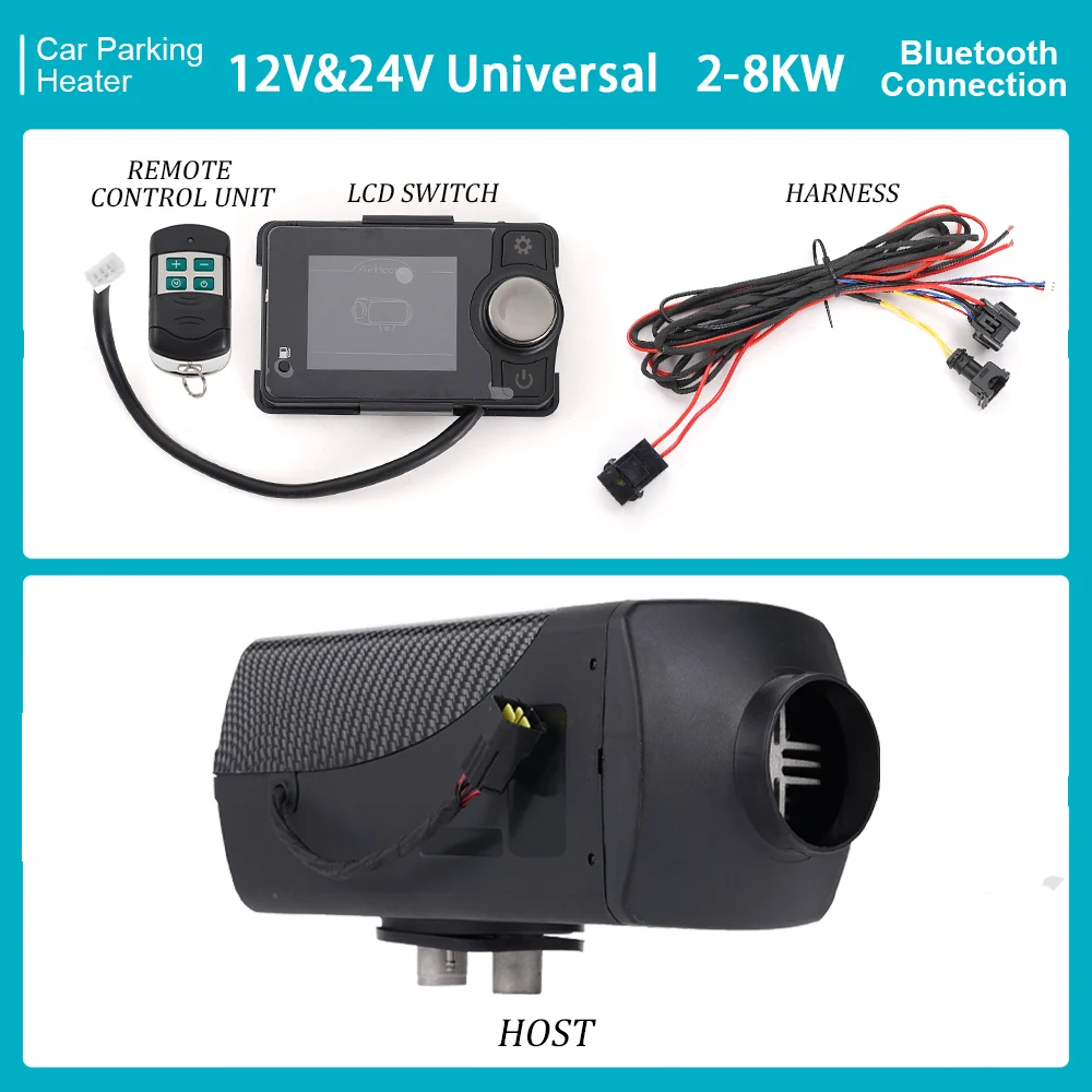 5KW 8KW Diesel Air Heater Bluetooth Control 12V Diesel Heater with Remote Control and LCD, Diesel Parking Heater for RV