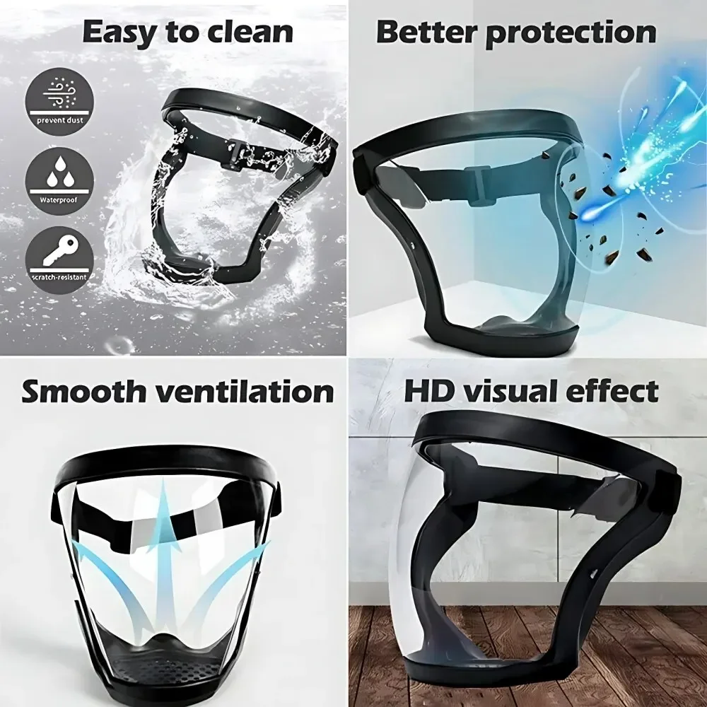 Full Face Shield Transparent Safety Mask with Filthers Oil-splash Proof Eye Facial Anti-fog Head Cover Work Protection Glasses