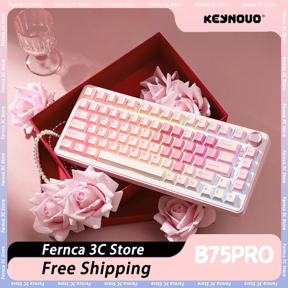 Yunzii B75pro Mechanical Keyboard 3 Mode Wireless Gaming Keyboard 82keys RGB Hot Swap Customized for Office Pc Accessories Gift