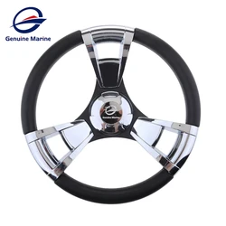 Genuine Marine Boat Steering Wheel Polished 350mm 3 Spoke Boats With 3/4 Inch Shaft Marine for Vessels Yacht Accessories Durable