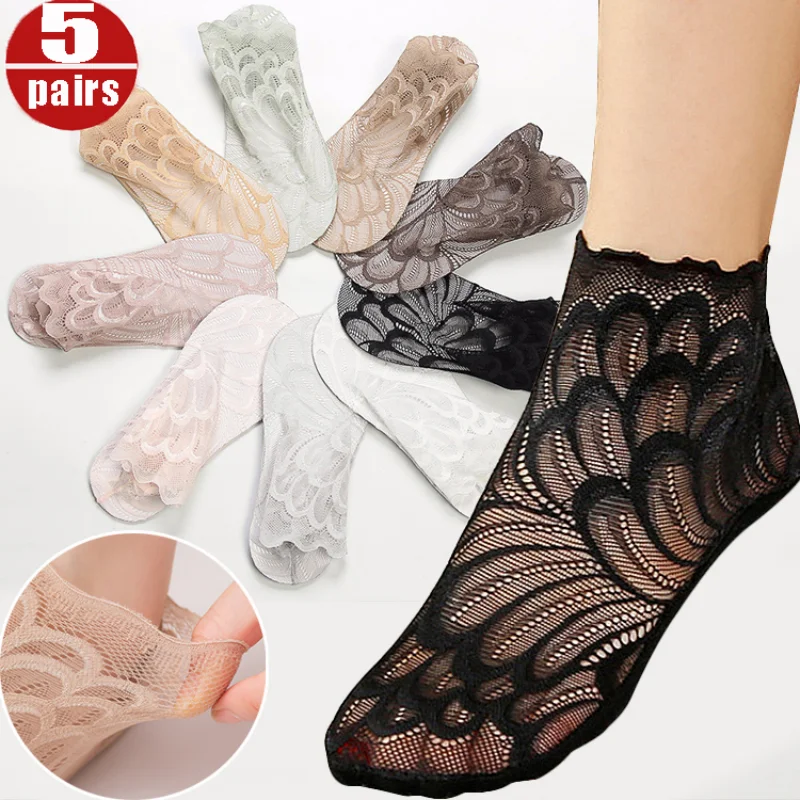 Sexy Charm Cotton Lace Flower Socks Women's Ankle Stocking Spring Summer Sox Breathable Comfortable Socks Invisible Boat Socks