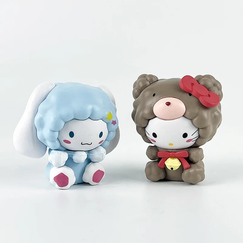 Figura melodia cross-dressing cabeça de ovelha sanrio kulomi menina coração bolo ornamento boneca máquina ovo torção caixa cega