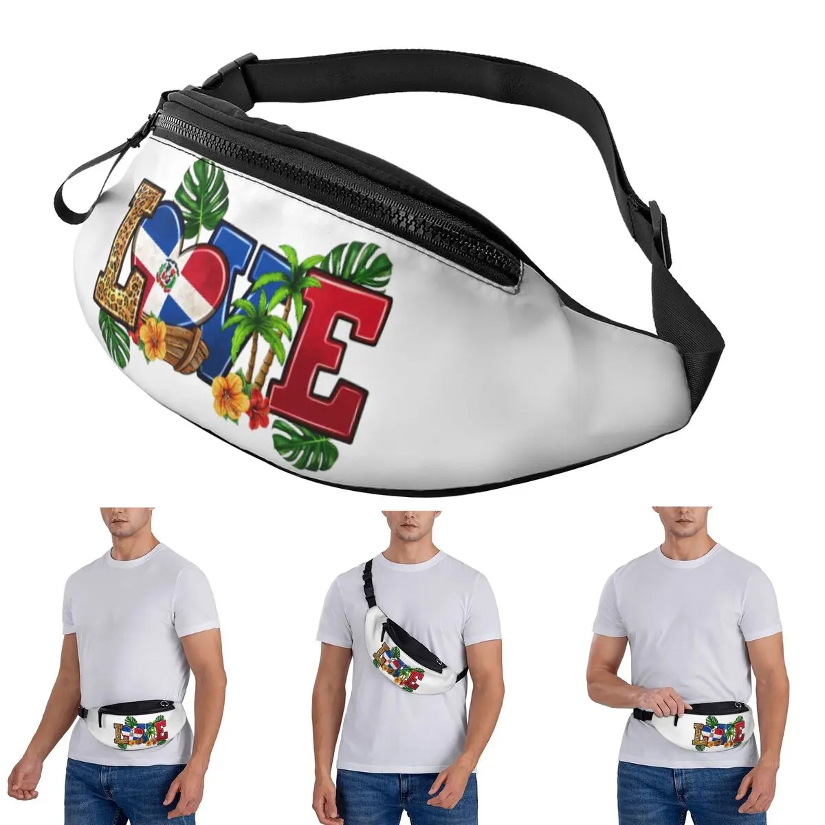 

Crossbody Waist Bag Flag Of The Dominican Republic Men Women Fanny Pack Traveling Running Money Phone Pouch