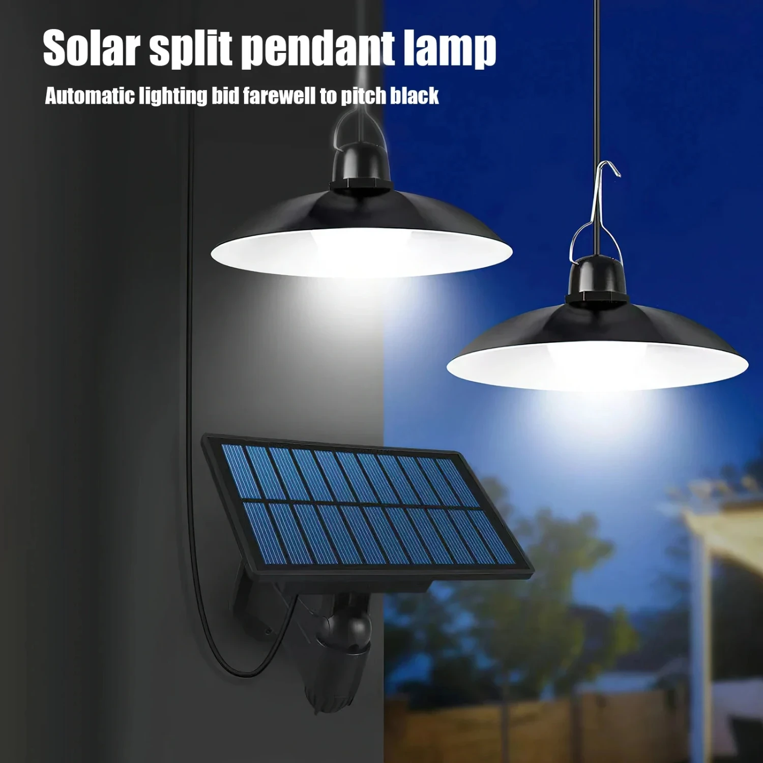 New Single Dual Heads Solar Pendant Lights Remote Control Indoor Outdoor Shed Lamp  Hanging   Room Yard Porch Garden