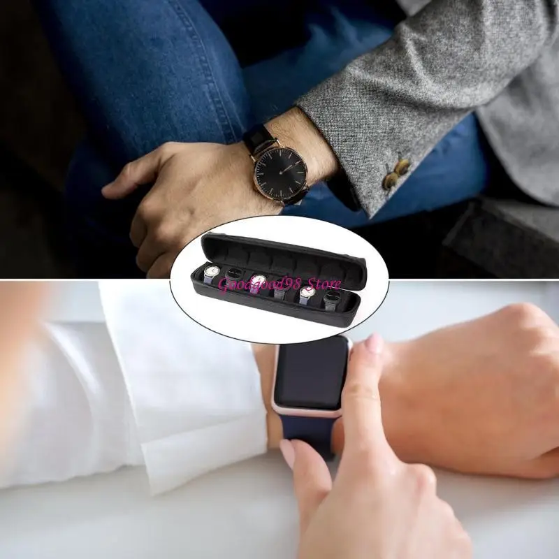 travel prepare 6 Watch Organizers Protective Storage Bag with Secure Zippers Closures