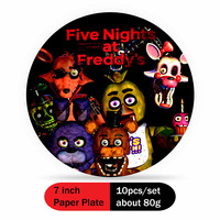 FIve Night At Freddys Birthday Party Decoration FNAF Plate Cup Stickers Balloon For Kid Event Suppli Disposable Tableware Banner