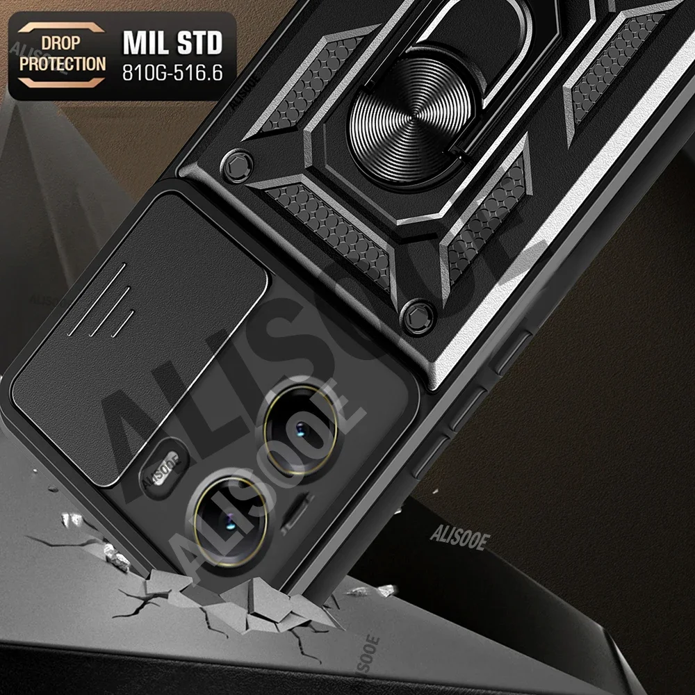 Rutsche Kamera Rüstung Capa Für POCO X7 Pro 5G Fall Drehen Ring Stehen Schutz Zurück Abdeckung für Xiaomi POCO X7 pro Stoßfest Funda