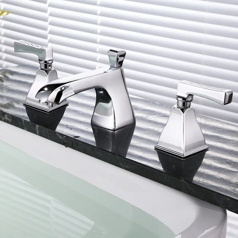 3Piece Split Bathroom Deck Mounted Sink Tap Basin Faucet Set Hot And Cold Mixer Taps 6 Colour 3Pcs/Set