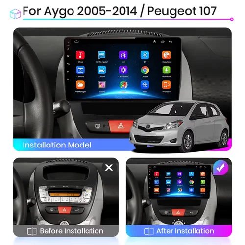 Imagen 2 del producto Android 15 Radio del coche para Peugeot 107 Toyota Aygo Citroen C1 2005-2014 estéreo Carplay Android Auto reproductor Multimedia 2Din
