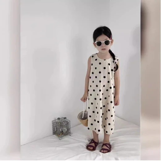 

Girls Skirt 2025 Summer New Childrens Clothing Korean Style Girl Baby Sleeveless Loose Polpok Skirt Casual Simple Daily