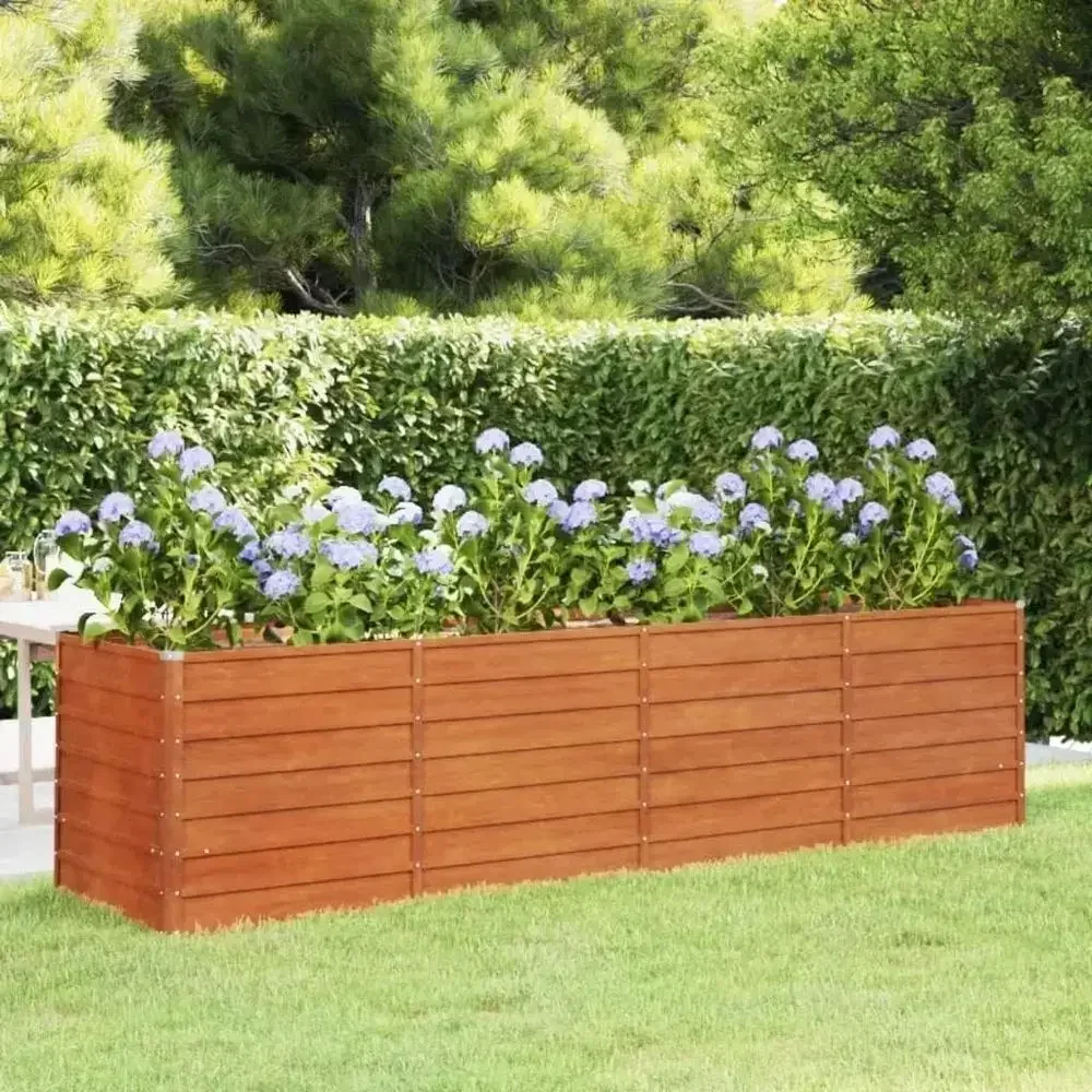 Large Corten Steel Raised Garden Bed - Industrial Style Planter for Outdoor, Patio, or Balcony