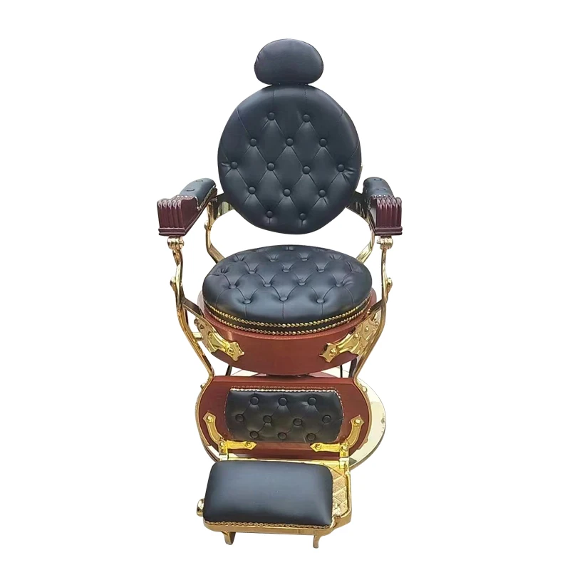 2022 Latest European Style Aluminum Alloy Heavy Duty Brown&Black Barber Chair Industrial Chairs Swivel Chair