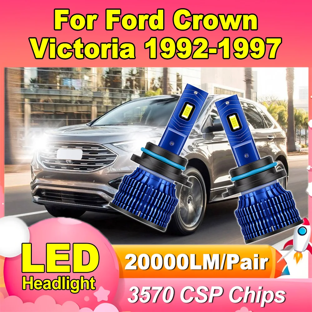 

2 шт. светодиодных ламп для фар 3570 CSP, 6000K белый свет, Canbus без ошибок, 150W, для Ford Crown Victoria 1992-1997