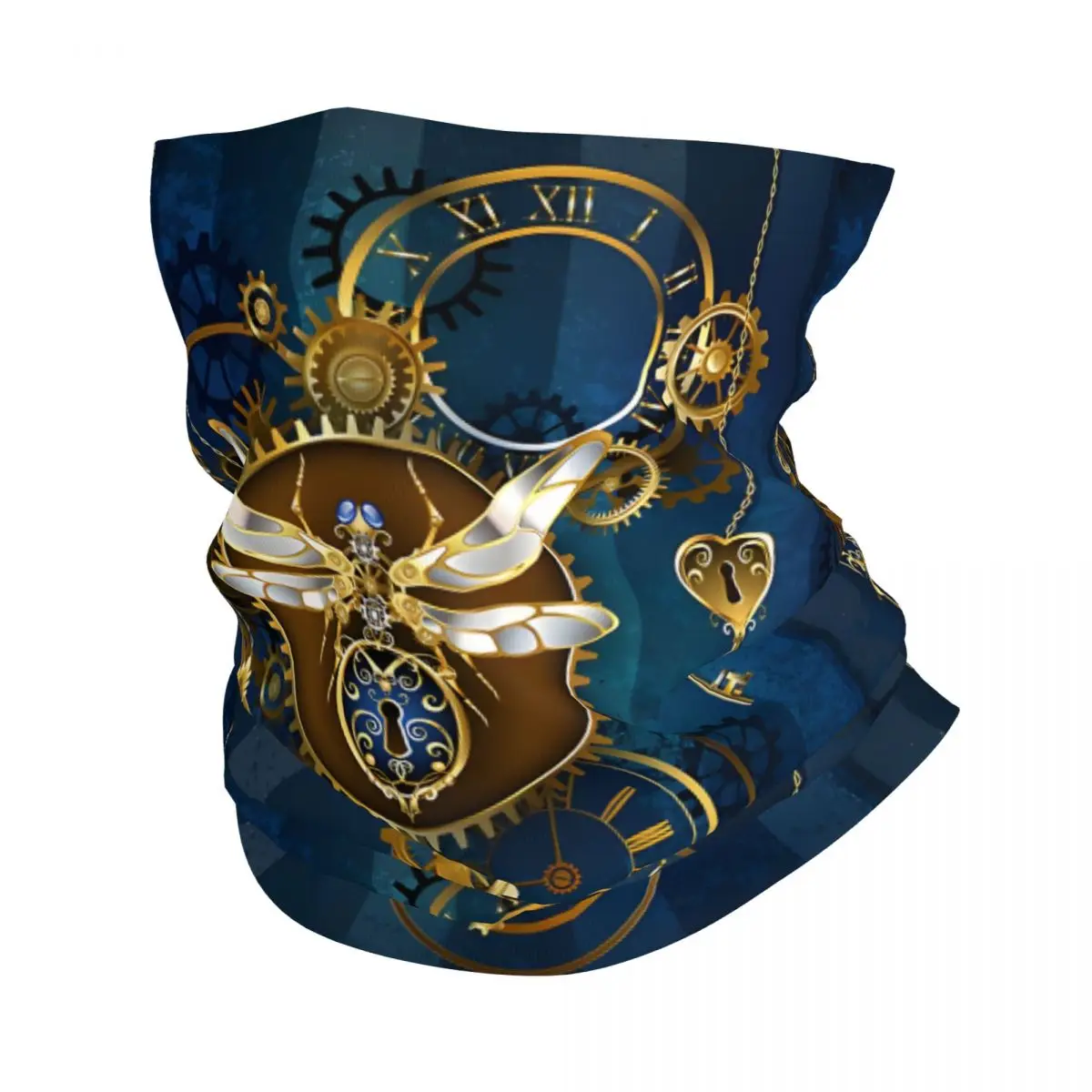 Mechanical Insect On Blue Bandana Neck White Scarf Multi-use Headwear Fishing Unisex Adult Winter