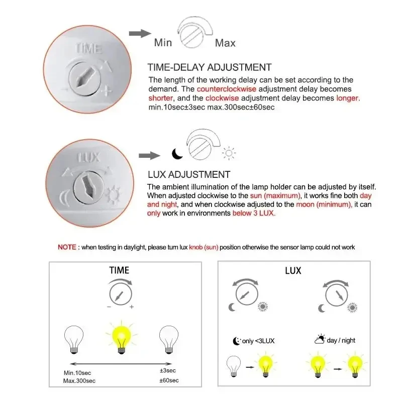 Smart E27 PIR sensore di movimento interruttore della luce 110V 220V rilevatore Base portalampada Lux ritardo regolazione presa della lampadina di