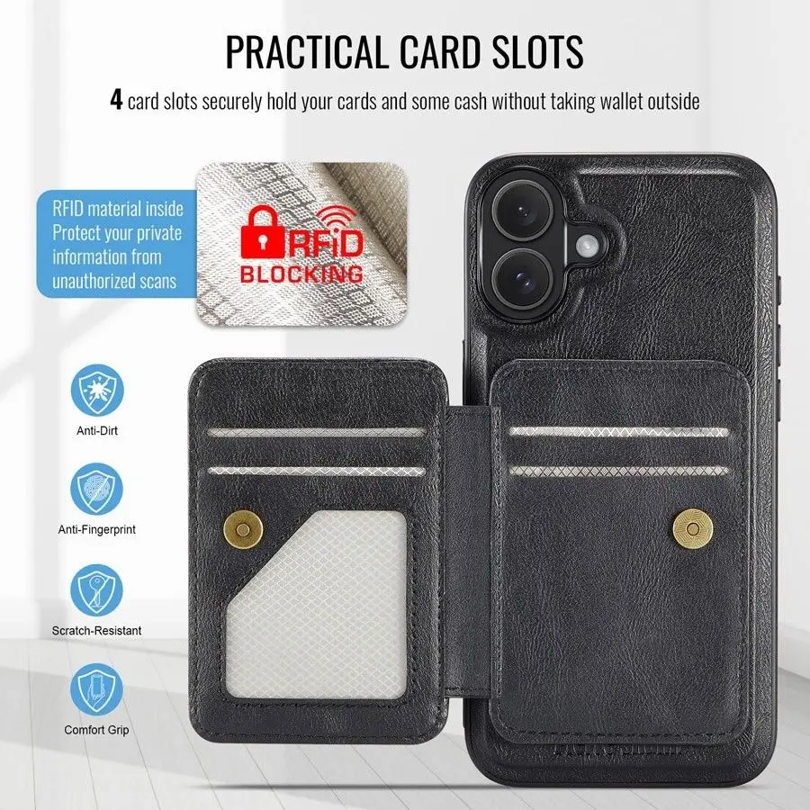 

Magnetic Detachable Leather Wallet Phone Stand Case Wireless Charge Cover for iPhone 7 8 SE 2022 11 12 13 14 Plus 15 Pro Max 16E