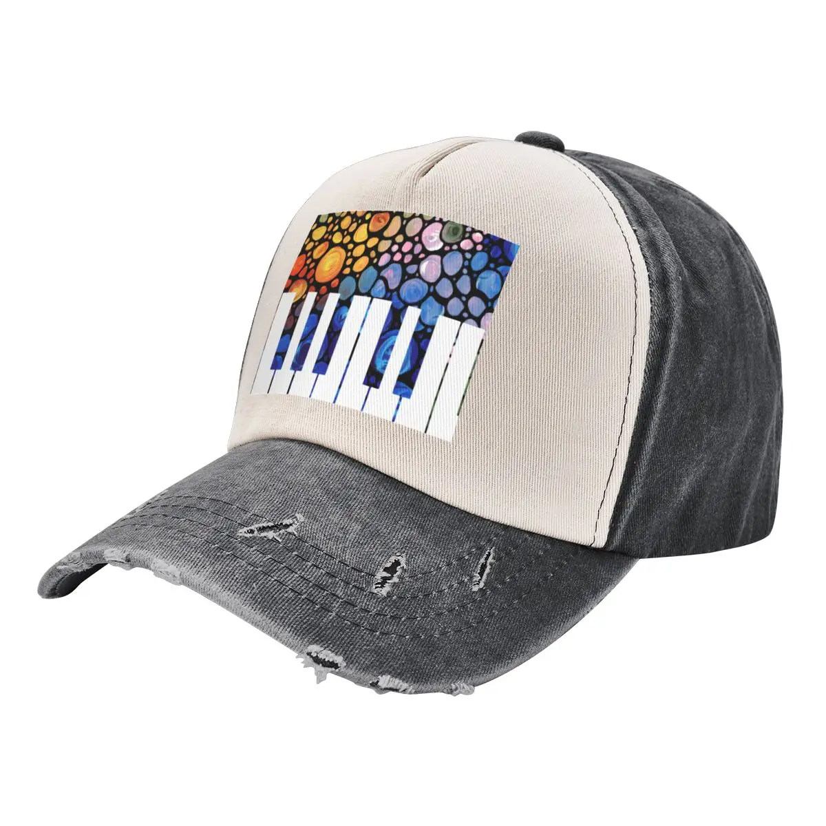 Mosaic Music Colorful Piano Art by Sharon Cummings Baseball Cap Christmas Hat Military Cap Man Anime Mens Caps Women's