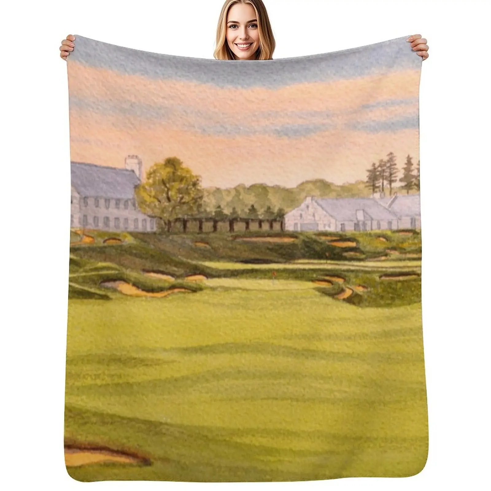 Whistling Straits Golf Course 9th And 18th Greens Throw Blanket Hairys anime valentine gift ideas Soft Big Luxury Throw Blankets