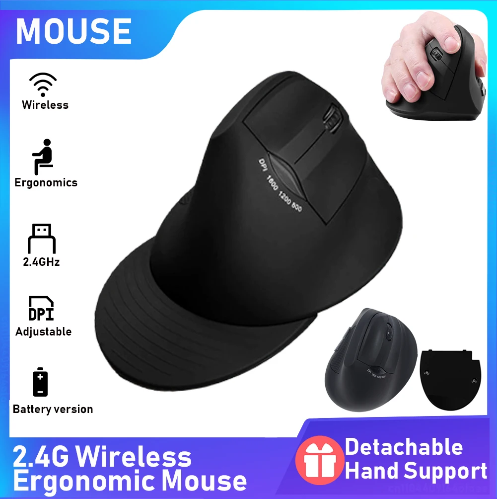 

2.4GHz Ergonomic Gaming Mouse Wireless Battery Gamer Mause Optical Mouse Computer PC Laptop Desktop USB Mice With Hand Support