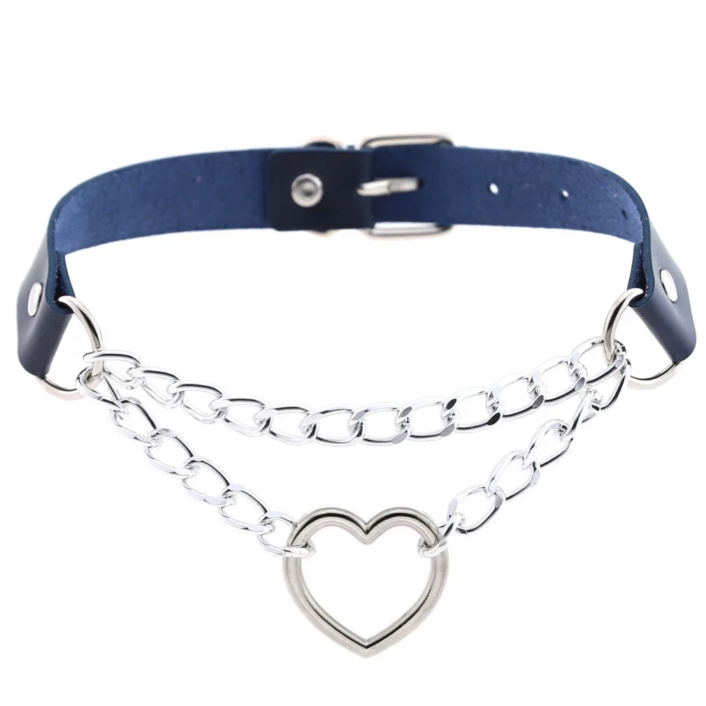 Women Bondage Gothic Choker Bell Accessories of Sexy Necklace Collar for Leather Cosplay Slave Heart Collars and Leash Set