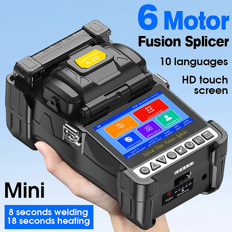 COMPTYCO A-20/L-80C/L-70C Optical Fiber Fusion Splicer Touch Screen Multilingual FTTH Six Motor Mini Fiber Optic Fusion Machine