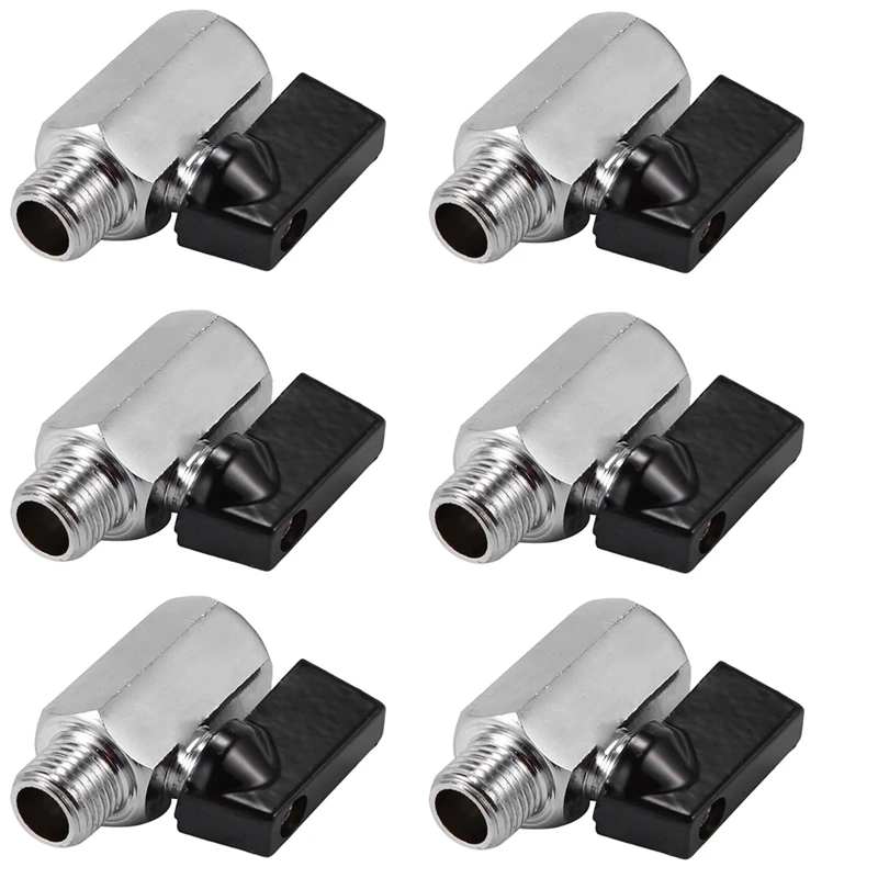 6X Chrome Brass 1/4Inch Bsp Ball Valve Threads Tap Male To Female Air Compressor Hose