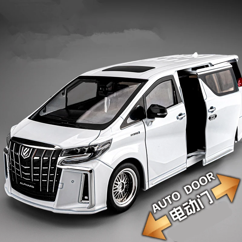 Coche de aleación modelo Toyota Alphard MPV de gran tamaño, vehículo de juguete de Metal fundido a presión, simulación de sonido y luz, regalo para