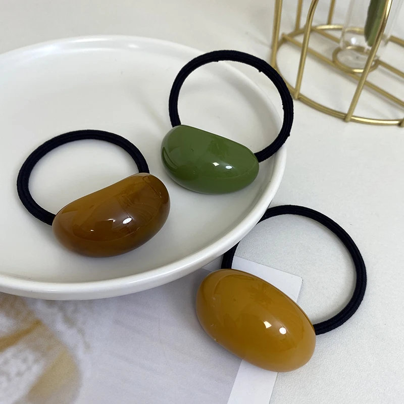 New Advanced Simple Temperament Geometric Arc Hair Loop Versatile Tie Head Half Round Horsetail Buckle Hair Rope Headwear