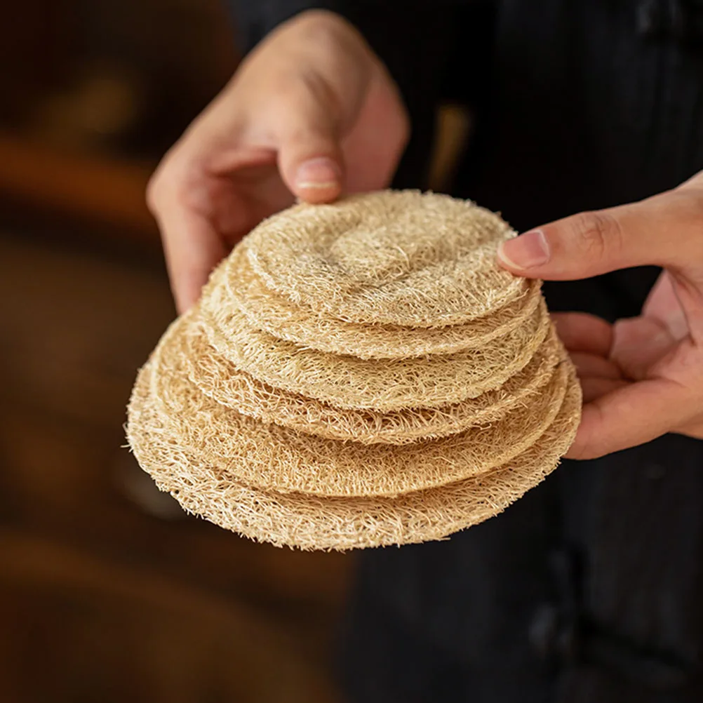 

2Pcs Loofah Coaster Waterproof Absorbent NonSlip CupMat Household DrinkPads Replaceable Insulated Table Decorative