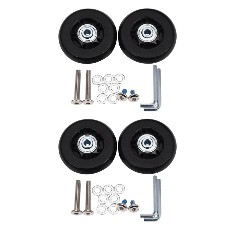 4 Set Luggage Suitcase Replacement Wheels Axles Rubber Deluxe Repair OD 64Mm New