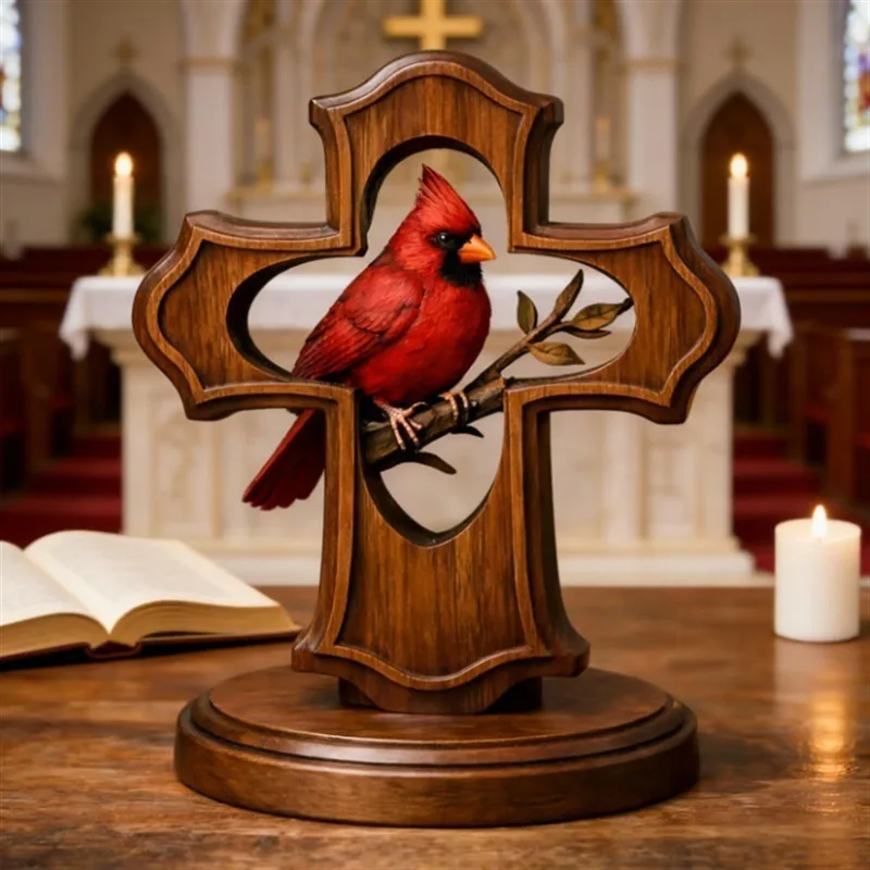 Creative Red Bird Cross Ornament Exquisite Festival Hanging Decor Artistic Home Courtyard Decoration Accessories