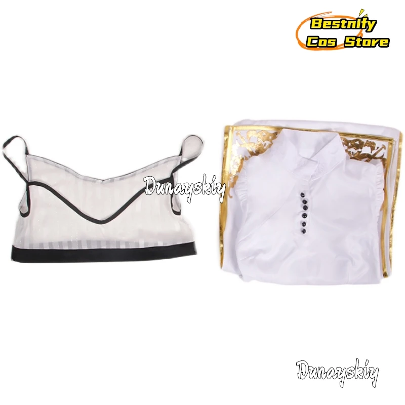 CosplayGame Kyrie Cosplay Costume Slim White Long Dress Lolita French Maid Role-playing Women's Dresses Anime Outfits Wig Prop S