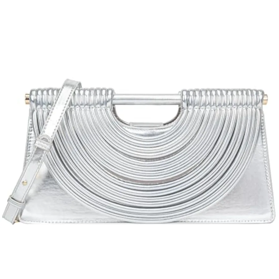 Trendy Woven Evening Clutch Purse Half Round Designer Shoulder/Crossbody Bag Top-Handle Satchel Handbags