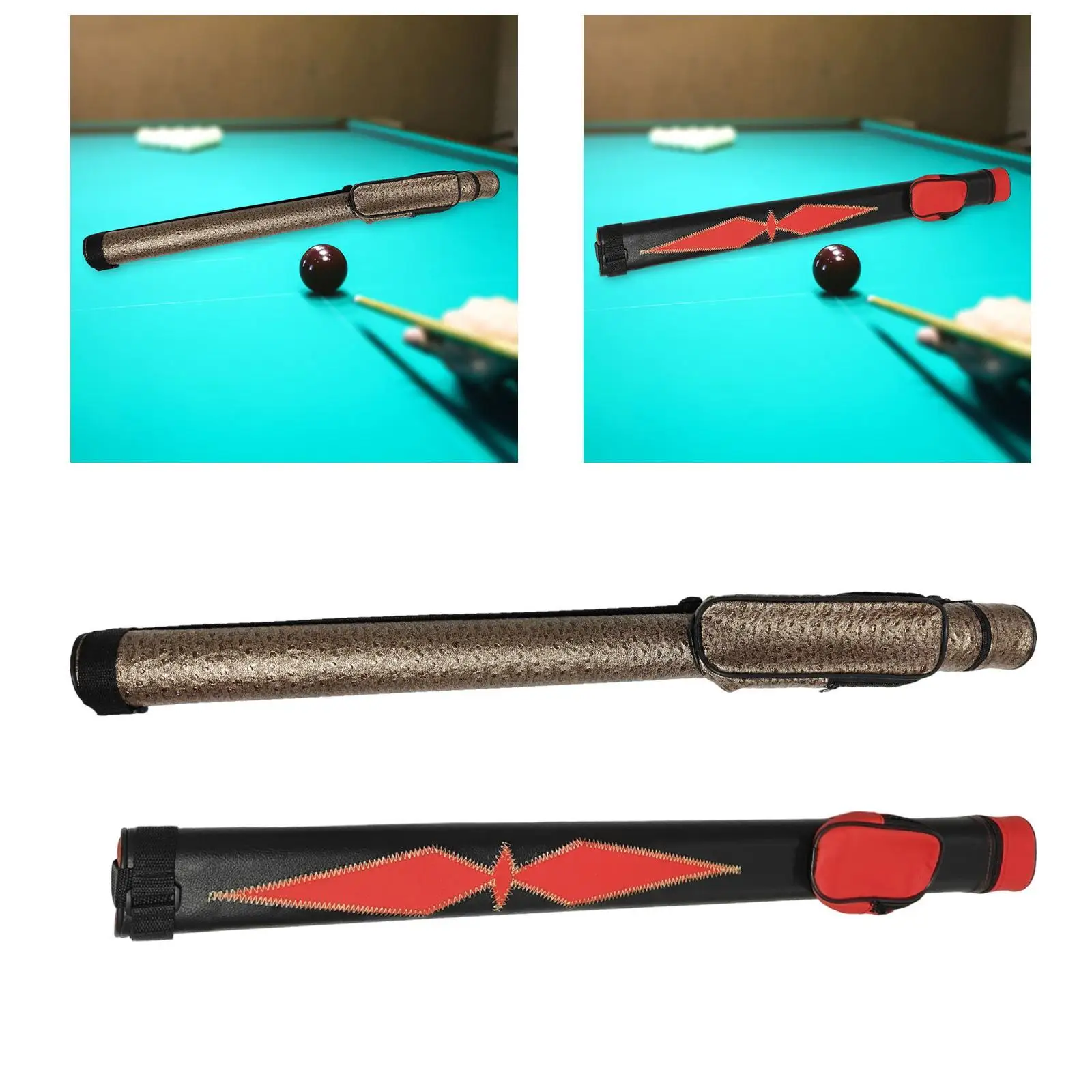 

Billiards Pool Cue Case Carry Bag 1/2 Cue Case Protective Pouch Carrier Portable