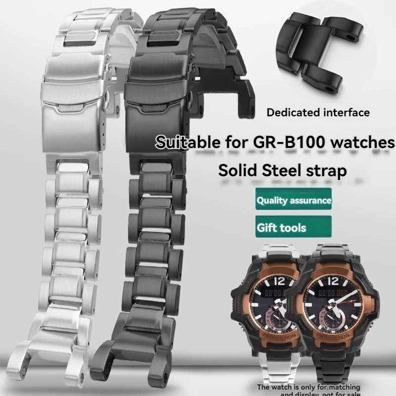 Solid Stainless Steel Strap For G-SHOCK Casio GR-B100 GRB100 Series Watch Chain Replacement Watch Chain Watch Band men's bands