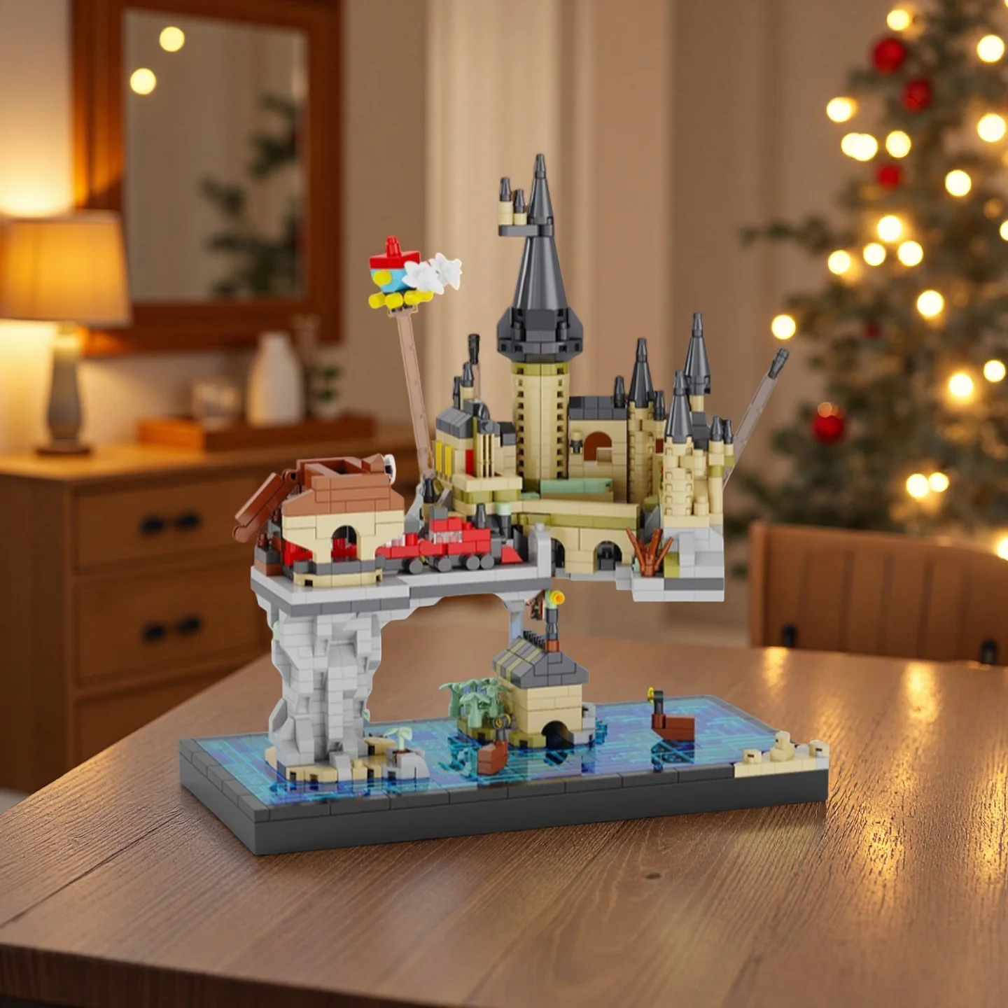 1256PCS Magic Castle Building Blocks Toy, Trendy and Fun, Interactive Party Game and Decorative Collectible, Holiday Gift