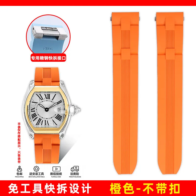 For Cartier Roadster W6206017 W6206018 Quick release Watch strap 19mm Blue orange black Fluorine rubber Waterproof Watchband men image 3