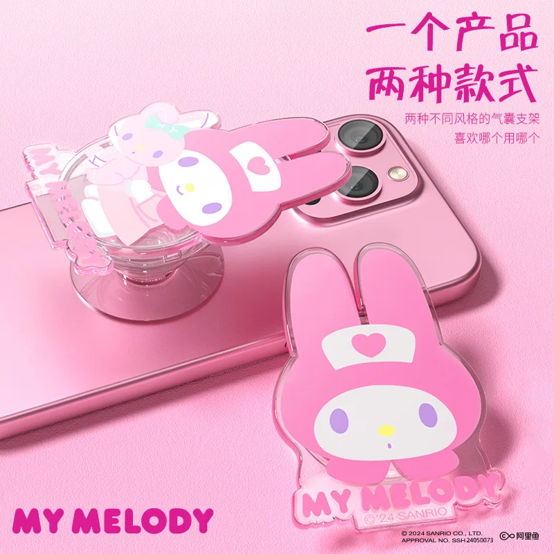 Hello Kitty Melody Kuromi Airbag Holder Anime Cartoon Extendable Lazy Phone Holder Melody Acrylic Universal Phone Tablet Holder