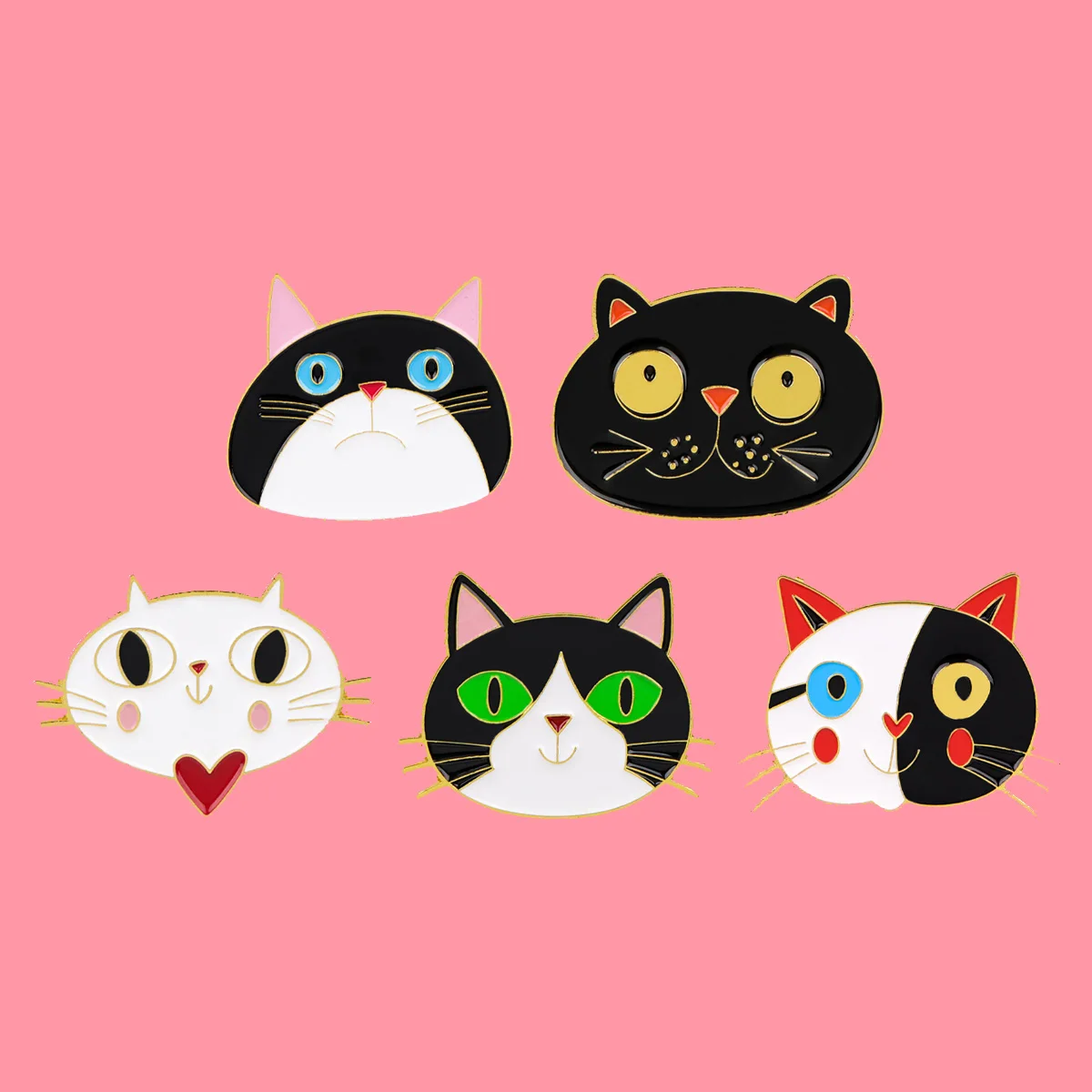 Niedliche Katzenkopf-Emaille-Pins, Cartoon-Tier-Broschen, Metall-Anstecknadeln für Rucksäcke, Kleidung, Accessoires, Modeschmuck, Geschenke